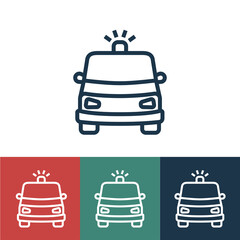 Linear vector icon with police car