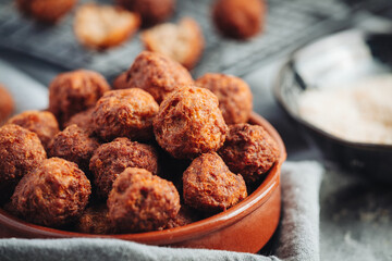 Fried home made italian traditional meatballs