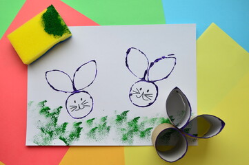 Children's crafts. With your own hands. Easter bunny drawing.