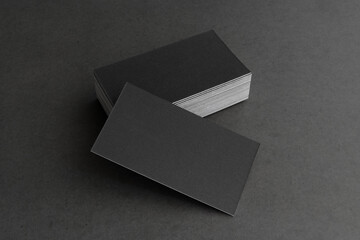 Business cards blank. Mockup on black background.  Copy space for text.