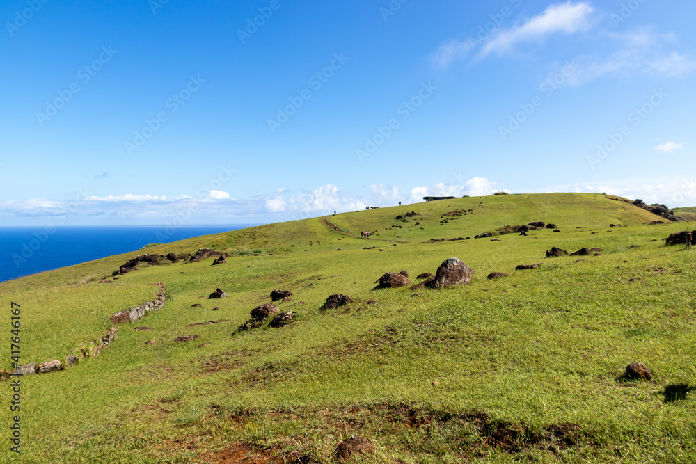 Canvas Prints Ruine pascuan à Orongo, île de Pâques