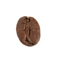 Brown coffee bean close-up isolated on white background