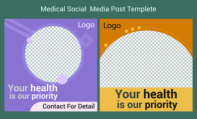Medical social media post template. Editable Healthcare Banner.