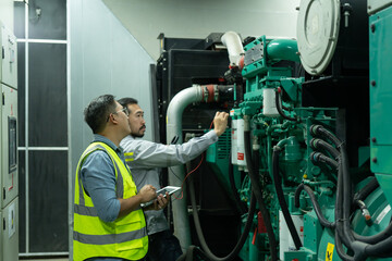 the technician preventive maintenance checking of generator of Industry