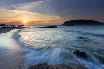 Sunset in cala Conta in Ibiza (Spain)