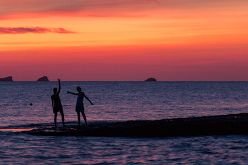 Fototapeta premium Sunset in cala Conta in Ibiza (Spain)