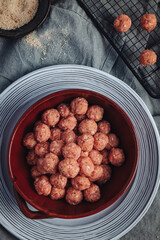 Raw home made Italian traditional meatballs