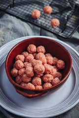 Raw home made Italian traditional meatballs