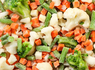 Mix of frozen vegetables. The view from top