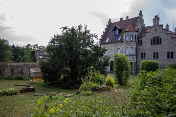 Fototapeta na wymiar Lichtenstein, Germany. The grounds of castle Lichtenstein Schloss in Baden-Wurttemberg