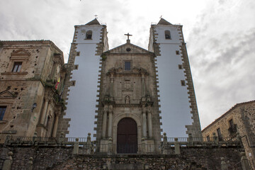 Fototapeta na wymiar Caceres, Spain. The Iglesia de San Francisco Javier (St. Francis Xavier Church) Old Monumental Town, a World Heritage Site