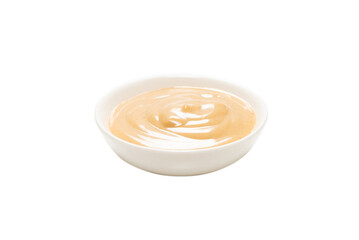 Mushroom sauce in a bowl isolated on white background.