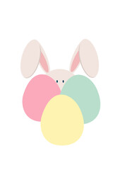 easter bunny with easter eggs, vector