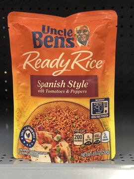 OCEAN SPRINGS, UNITED STATES - Feb 26, 2021: Old Label For Uncle Benâ€™s Rice