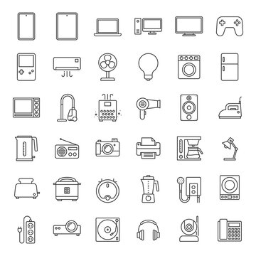 Outline home appliances Icons.