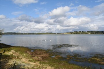 Fototapeta na wymiar Scenic sunny views over Rutland Water; reservoir and nature reserve in the East Midlands, UK