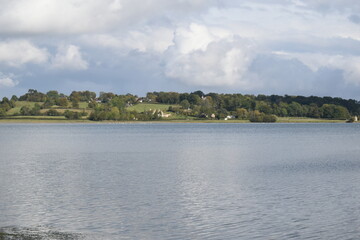 Scenic sunny views over Rutland Water; reservoir and nature reserve in the East Midlands, UK