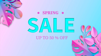 Banner design with flowers.. Spring sale 