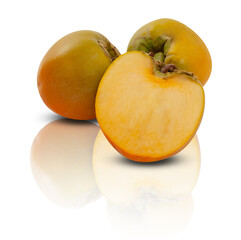 apricots mirror shadows reflections isolated​ on ​white​ background​ with​ clipping path​