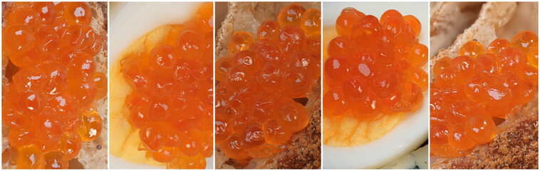 Photo collage red caviar