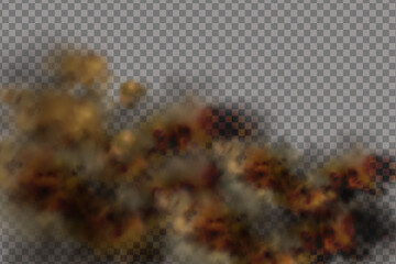 Realistic vector illustration.Sandstorm, a cloud of dust or sand flying .