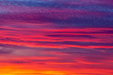 Beautiful sunset sky with clouds.
