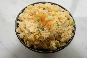 bowl of garlic rice. Japanese style food, Japanese fried rice