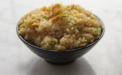 bowl of garlic rice. japanese style food