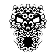 black white skull ornament illustration