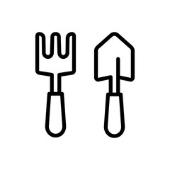 Garden tools. Garden fork and trowel spade, vector.