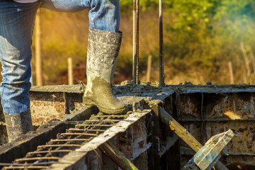 worker on a ladder