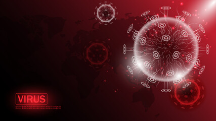 Coronavirus disease 2019 (Covid-19) ,Novel Coronavirus Pneumonia(NCP) ,2019-nCoV, Virus cell on background,vector illustration.