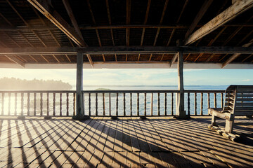 Wooden terrace with wonderful sea view.