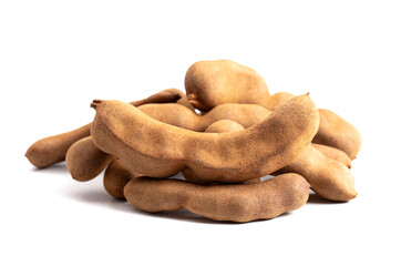 Fototapeta premium Tamarind Beans in Shell on a White Background