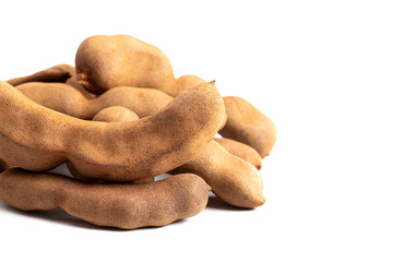 Tamarind Beans in Shell on a White Background