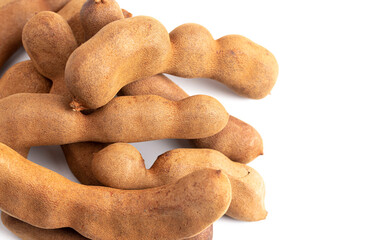 Tamarind Beans in Shell on a White Background
