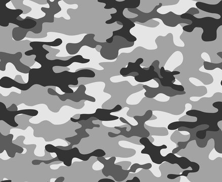 
Camouflage gray background, repeat print, vector illustration.