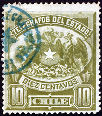 Postage stamp Chile 1891 Coat of Arms of Chile