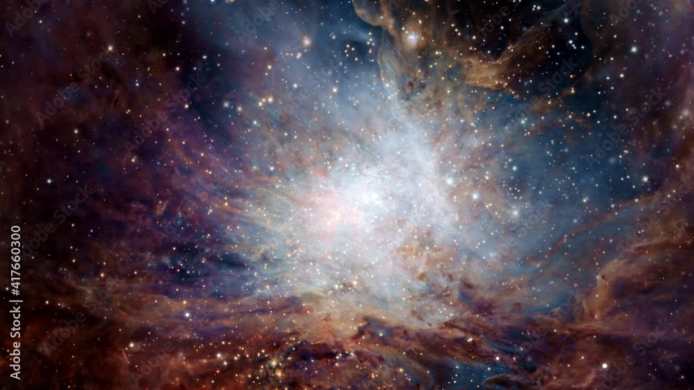 Wall mural the orion nebula. seamless loop space flight to star field galaxy and nebulae deep space exploration