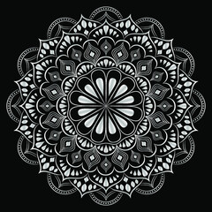 Luxury ornamental mandala design background in silver color