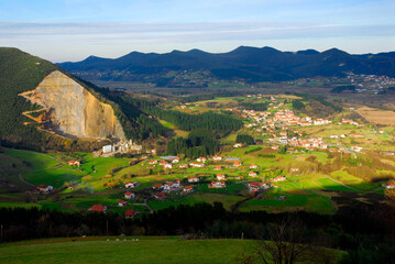 Fototapeta na wymiar Environmental impact of a limestone quarry in the Urdaibai Biosphere Reserve, Basque Country, Spain