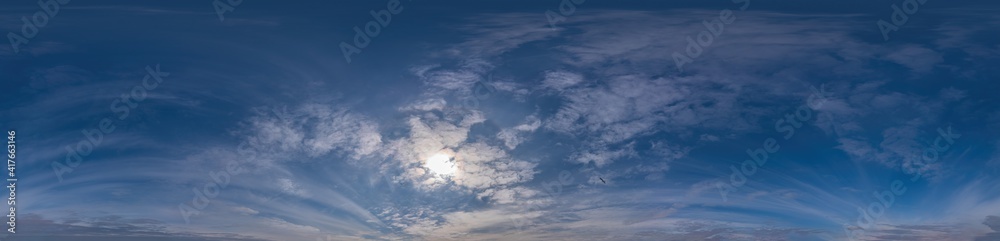 Canvas Prints sky panorama on sunrise with cirrus clouds in seamless spherical equirectangular format as full zeni