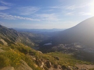 Landscape with fog over the mountains. Mount Evans, Colorado. 