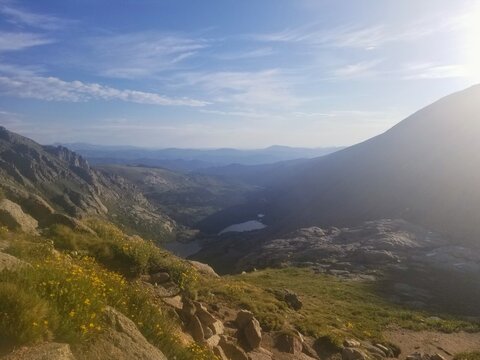 Landscape with fog over the mountains. Mount Evans, Colorado. 
