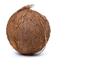 Ripe coconut on a white isolated background. Coconut on a white background.