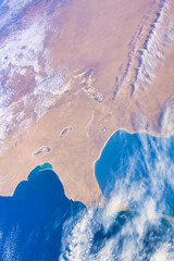 Coasts of the Caspian Sea. Digital Enhancement. Elements of this image furnished by NASA