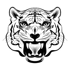 Tiger portrait line art