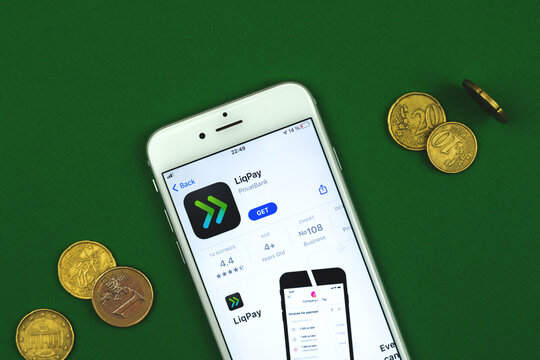 Kharkov, Ukraine - February 28, 2021: LiqPay app is Ukrainiane service for making money transer or payments, Applei Phone screen