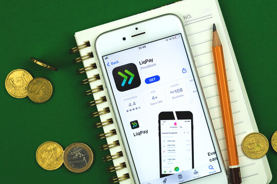 Kharkov, Ukraine - February 28, 2021: LiqPay app is Ukrainiane service for making money transer or payments, Applei Phone screen