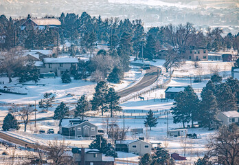 Colorado Living. Centennial, Colorado - Denver Metro Area Residential Winter Panorama